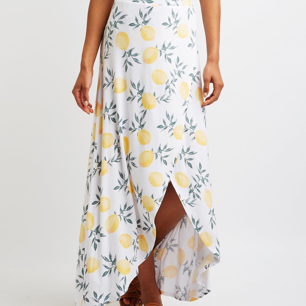 NWT Charlotte Russe Lemon Wrap Maxi Skirt
